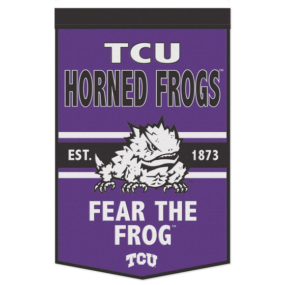 TCU Horned Frogs Banner Wool 24x38 Dynasty Slogan Design - Special Order