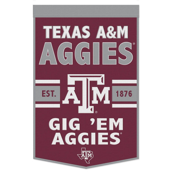 Texas A&M Aggies Banner Wool 24x38 Dynasty Slogan Design - Special Order