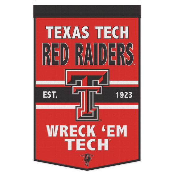 Texas Tech Red Raiders Banner Wool 24x38 Dynasty Slogan Design - Special Order