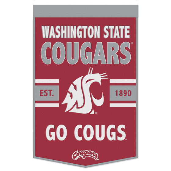 Washington State Cougars Banner Wool 24x38 Dynasty Slogan Design - Special Order