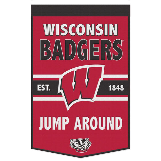 Wisconsin Badgers Banner Wool 24x38 Dynasty Slogan Design - Special Order