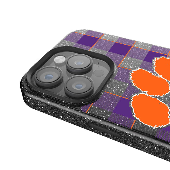 Clemson Tigers Plaid Bling Phone Case-2