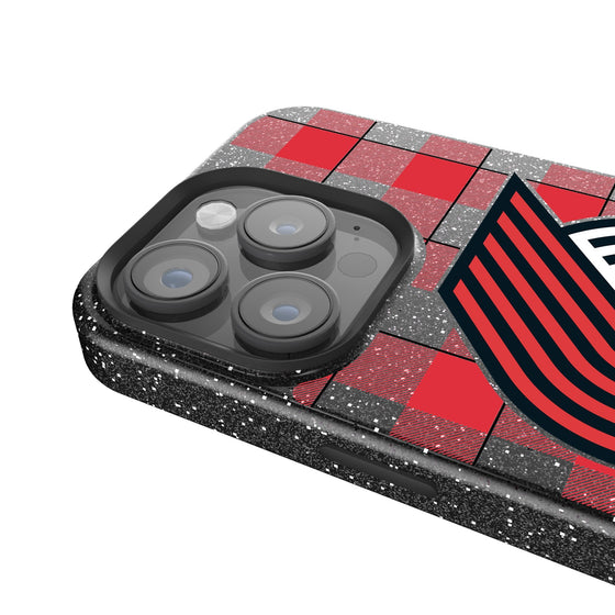 Portland Trail Blazers Plaid Bling Phone Case-2