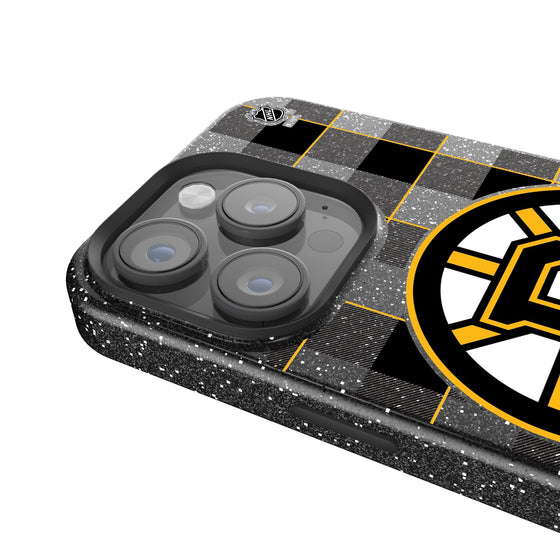 Boston Bruins Plaid Bling Phone Case-3