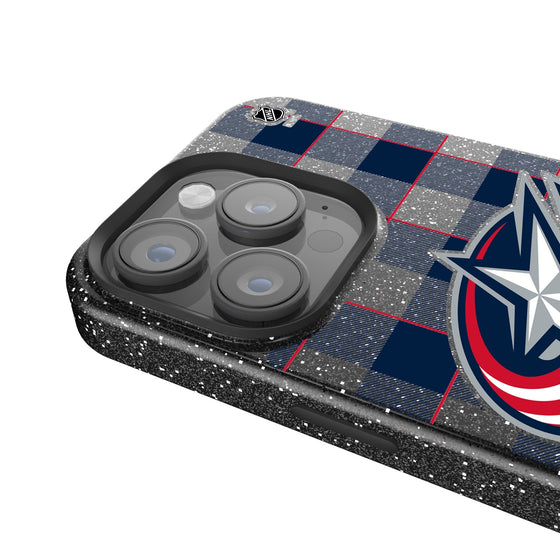 Columbus Blue Jackets Plaid Bling Phone Case-3