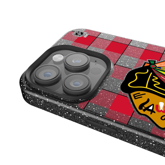 Chicago Blackhawks Plaid Bling Phone Case-3