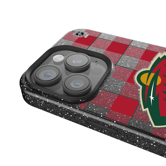 Minnesota Wild Plaid Bling Phone Case-3