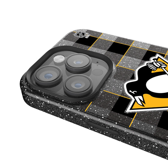 Pittsburgh Penguins Plaid Bling Phone Case-3