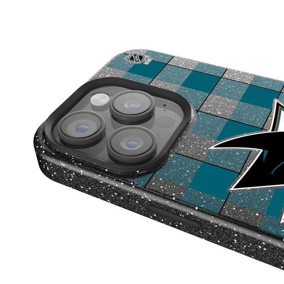 San Jose Sharks Plaid Bling Phone Case-3