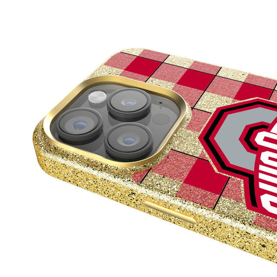 Ohio State Buckeyes Plaid Bling Phone Case-2