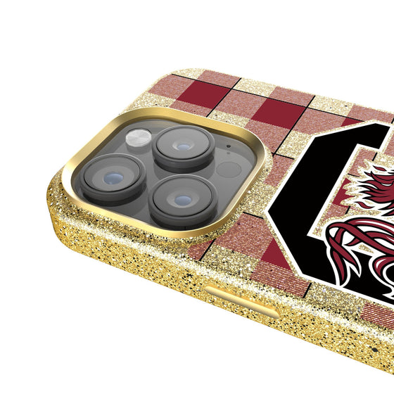 South Carolina Gamecocks Plaid Bling Phone Case-2