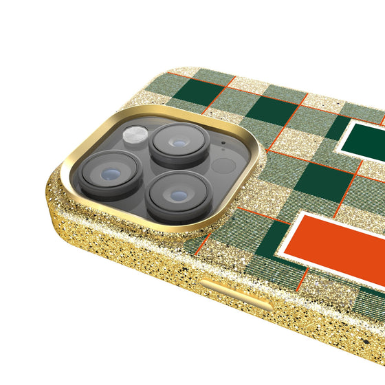 Miami Hurricanes Plaid Bling Phone Case-2