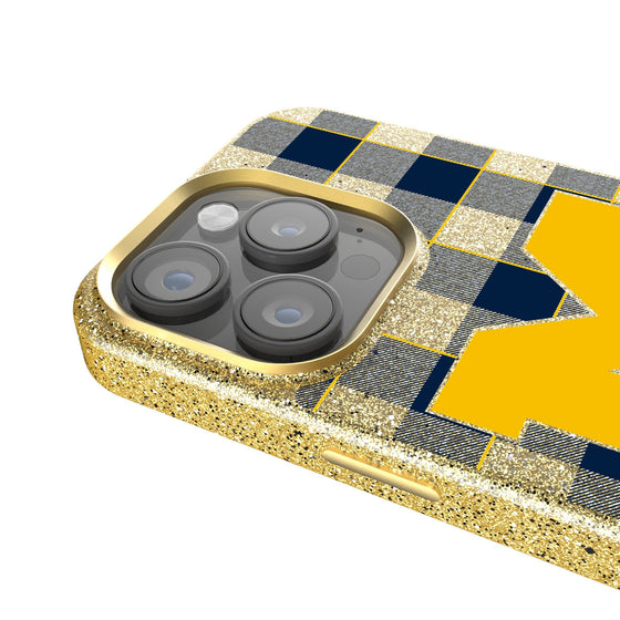 Michigan Wolverines Plaid Bling Phone Case-2