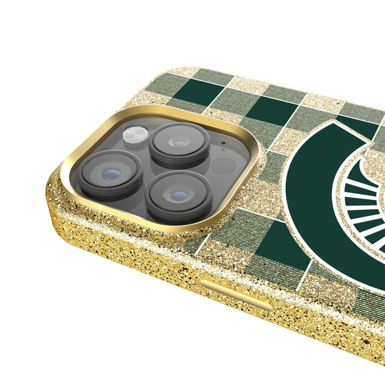 Michigan State Spartans Plaid Bling Phone Case-2