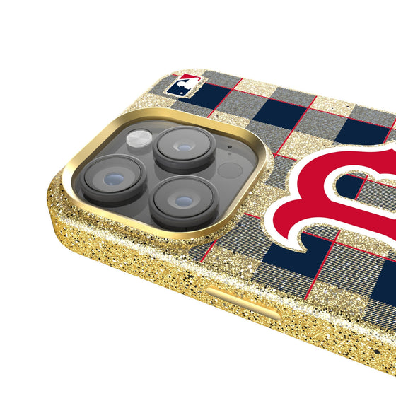 Boston Red Sox Plaid Bling Phone Case-2