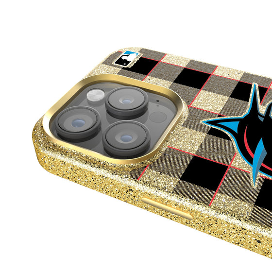 Miami Marlins Plaid Bling Phone Case-2