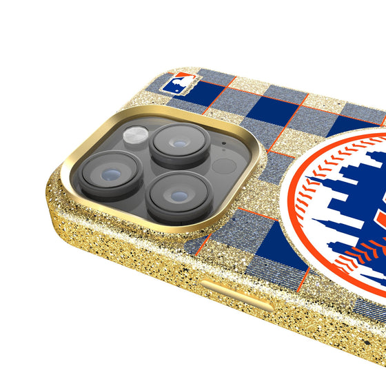 New York Mets Plaid Bling Phone Case-2