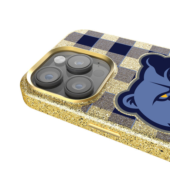 Memphis Grizzlies Plaid Bling Phone Case-2