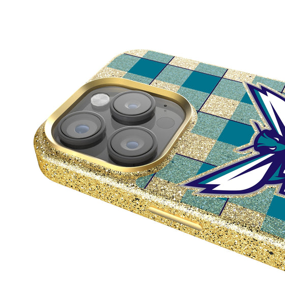 Charlotte Hornets Plaid Bling Phone Case-2