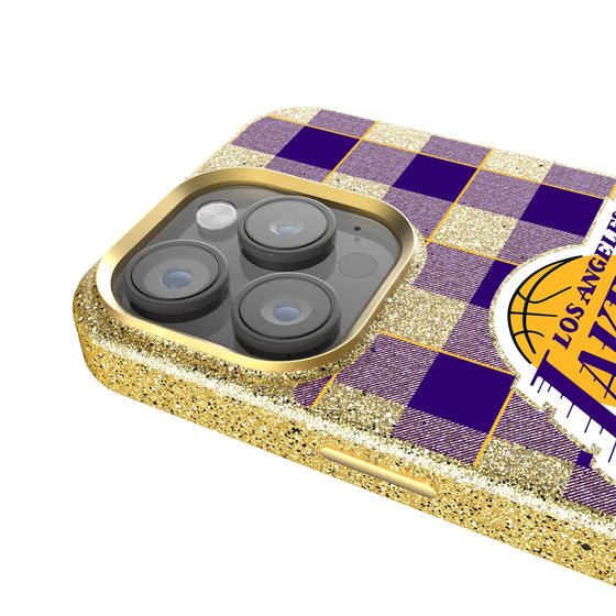 Los Angeles Lakers Plaid Bling Phone Case-2