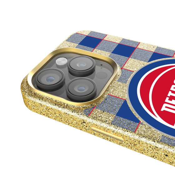 Detroit Pistons Plaid Bling Phone Case-2