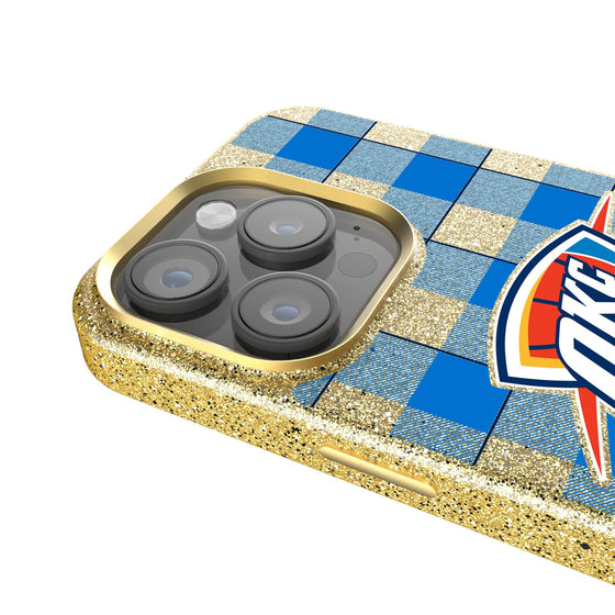 Oklahoma City Thunder Plaid Bling Phone Case-2