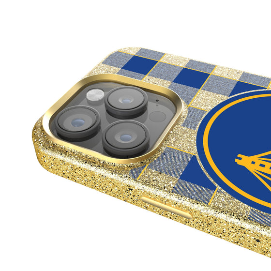 Golden State Warriors Plaid Bling Phone Case-2