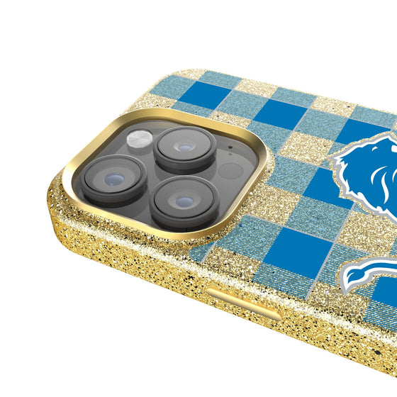 Detroit Lions Plaid Bling Phone Case-2