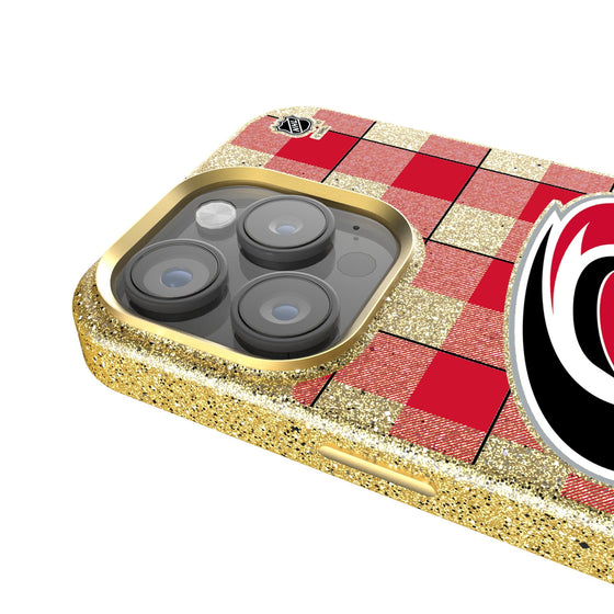 Carolina Hurricanes Plaid Bling Phone Case-3