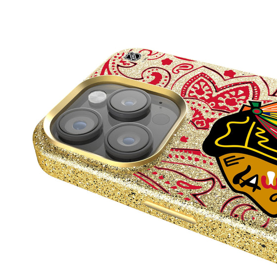 Chicago Blackhawks Paisley Bling Phone Case-3