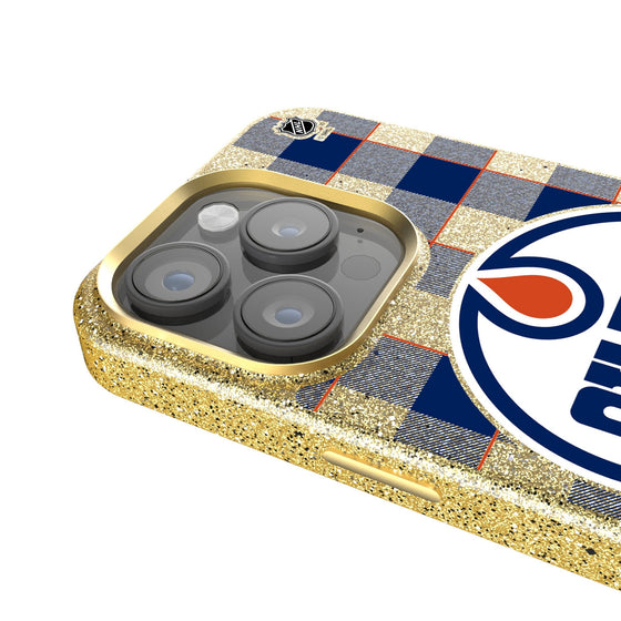 Edmonton Oilers Plaid Bling Phone Case-3