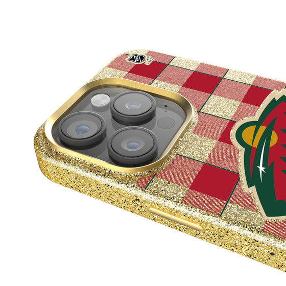 Minnesota Wild Plaid Bling Phone Case-3