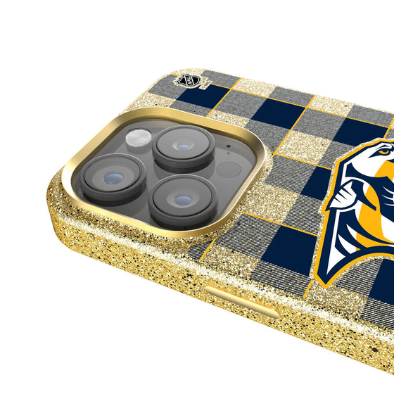 Nashville Predators Plaid Bling Phone Case-3