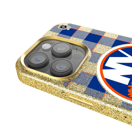 New York Islanders Plaid Bling Phone Case-3