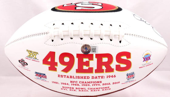 Joe Montana Autographed 49ers Logo Football - Beckett Hologram Black