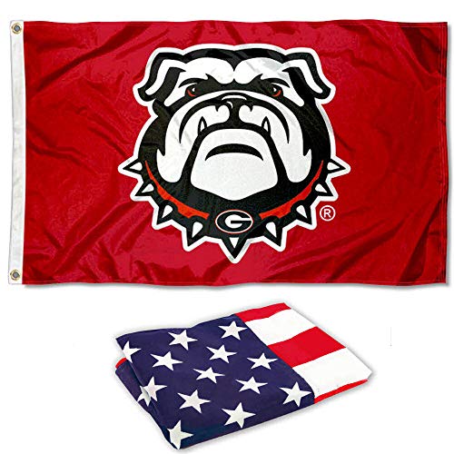 College Flags & Banners Co. Georgia Bulldogs Red Dawgs and USA 3x5 Flag Set