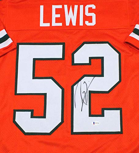 Ray Lewis Autographed Orange College Style Jersey - Beckett Auth *2