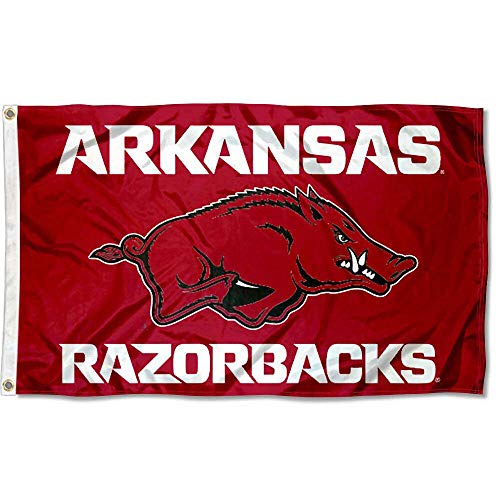 College Flags & Banners Co. Arkansas Razorbacks New Logo and USA Flag 3x5 Set