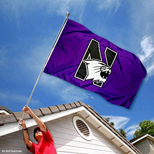 College Flags & Banners Co. Northwestern Wildcats Flag and USA 3x5 Flag Set