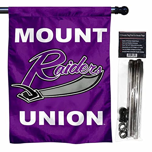 Mount Union Raiders Logo Double Sided House Flag with Flag Pole Set