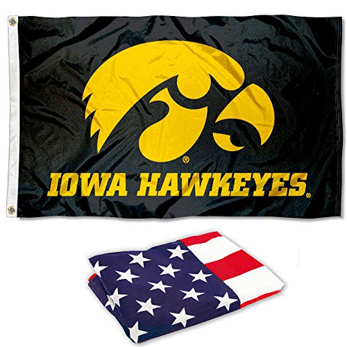 College Flags & Banners Co. University of Iowa Hawkeyes and USA Flag 3x5 Set