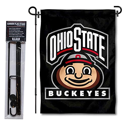 College Flags & Banners Co. Ohio State Buckeyes Mascot Brutus Garden Flag and Pole Holder Set