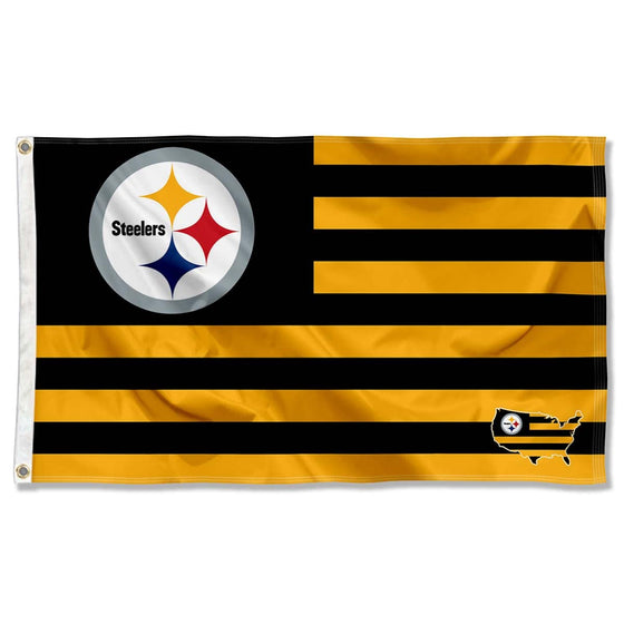 WinCraft Pittsburgh Steelers USA American Nation Stripes 3x5 Grommet Flag