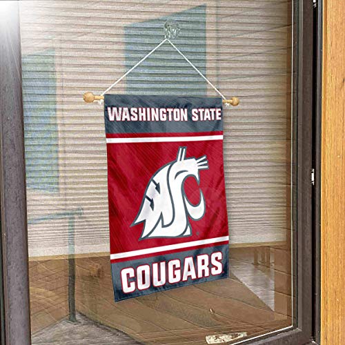 College Flags & Banners Co. Washington State Cougars Window Wall Banner Hanging Flag with Suction Cup