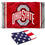 College Flags & Banners Co. Ohio State Buckeyes Jersey Stripes and USA Flag 3x5 Set