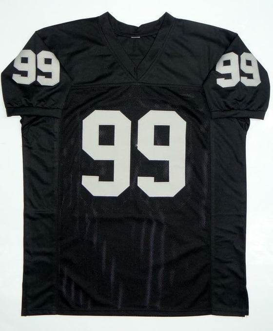 Warren Sapp Autographed Black Pro Style Jersey HOF- JSA Witness Auth *Vert HOF