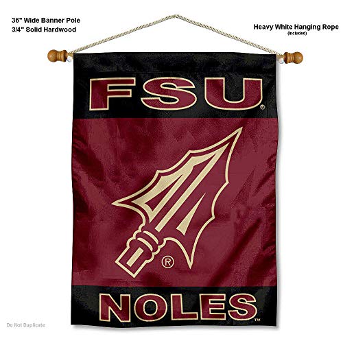 College Flags & Banners Co. Florida State Seminoles Spearhead Double Sided House Flag and Wood Banner Pole Set