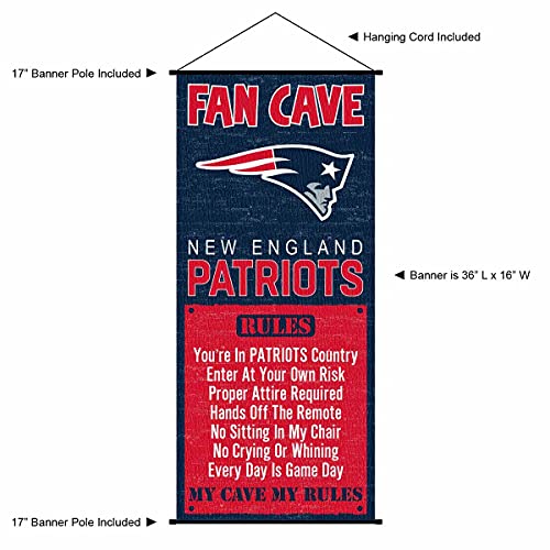 WinCraft New England Patriots Man Cave Fan Banner Wall Door Scroll