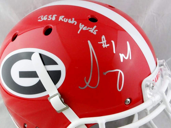 Sony Michel Autographed Georgia Bulldogs Authentic Helmet w/Rush Yds JSA-W Auth