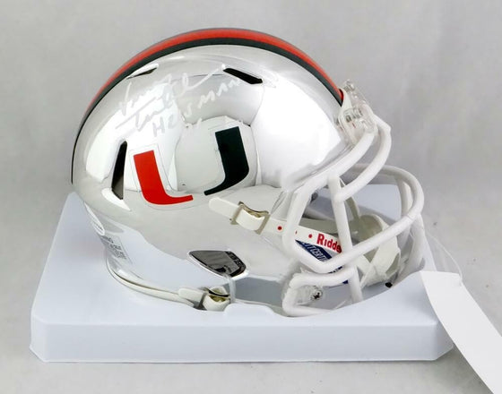 Vinny Testaverde Signed Miami Hurricanes Chrome Mini Helmet w/Insc-Beckett Auth